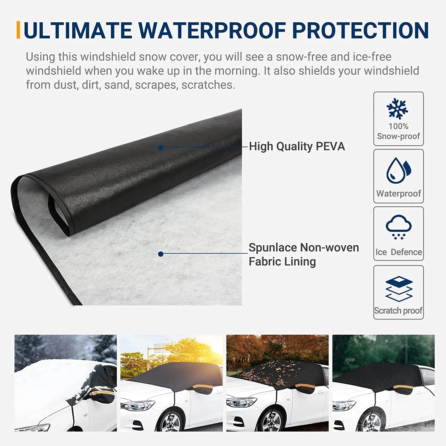 Car Windshield Snow & Ice Cover – All-Weather Protection (One Size)