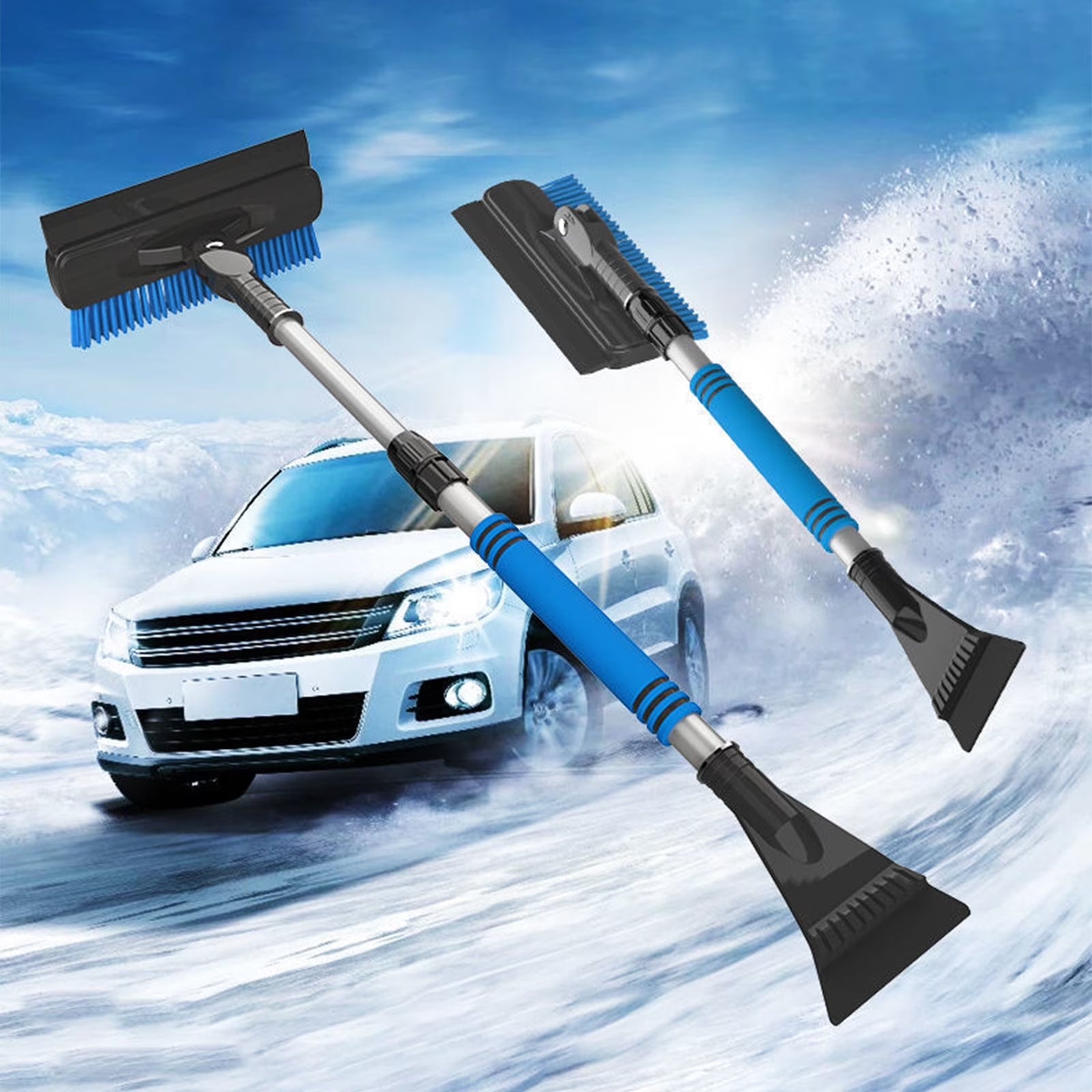 Extendable Snow Brush & Ice Scraper – Multi functional Winter Car Cleaning Tool