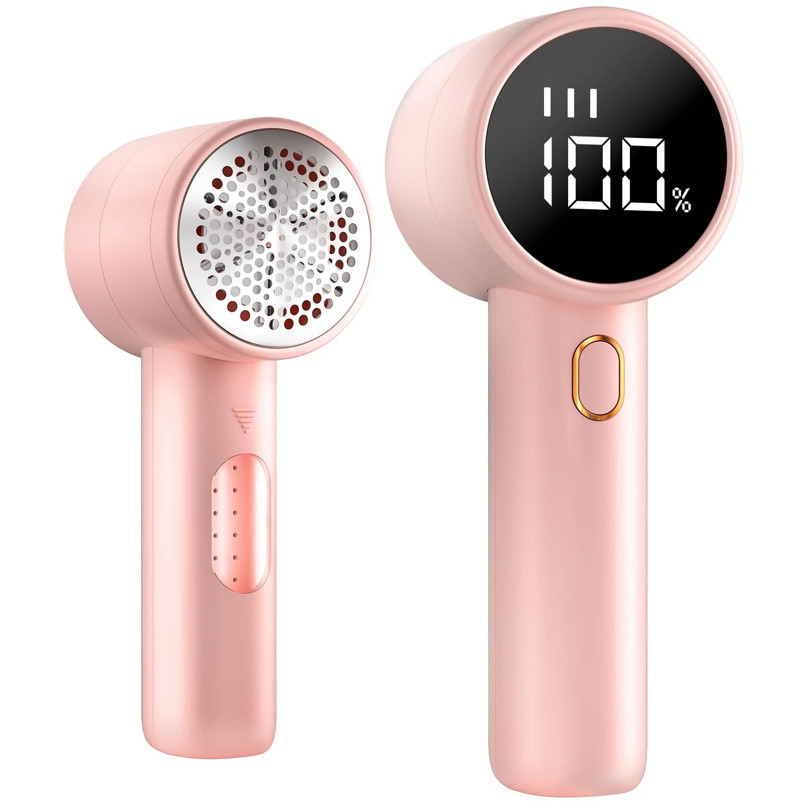 Fabric Shaver, Lint Remover Rechargeable, Electric Portable Sweater Defuzzer with 3 Speeds, 6 Leaf Blades, Digital LED Display to Remove Pilling for Clothes, Furniture, Sweater, Couch, Blanket- Pink