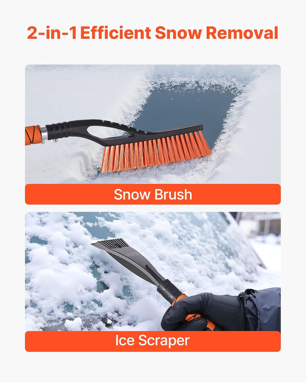 Snow Brush & Ice Scraper for Car Windshield – 27-Inch Aluminium Winter Tool