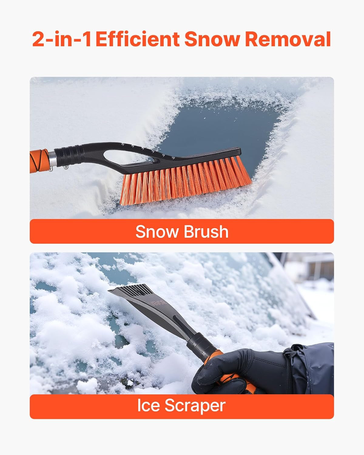 Snow Brush & Ice Scraper for Car Windshield – 27-Inch Aluminium Winter Tool