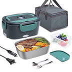 Electric Lunch Box for Car and Home,Portable Food Warmer, Reusable Lunch Bag, with Spoon Fork, 1.5L Large Capacity
