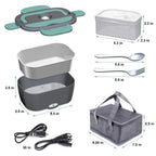 Electric Lunch Box for Car and Home,Portable Food Warmer, Reusable Lunch Bag, with Spoon Fork, 1.5L Large Capacity