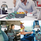 Electric Lunch Box for Car and Home,Portable Food Warmer, Reusable Lunch Bag, with Spoon Fork, 1.5L Large Capacity