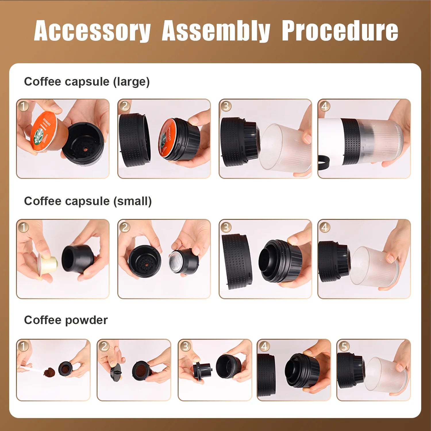 Portable Espresso Machine for Travel, 3-In-1 Mini Coffee Maker with USB-C, Compatible with NS/DG Capsules/Ground Coffee, 20 Bar, Ideal for Camping, Car, Office & Gifts, Gray