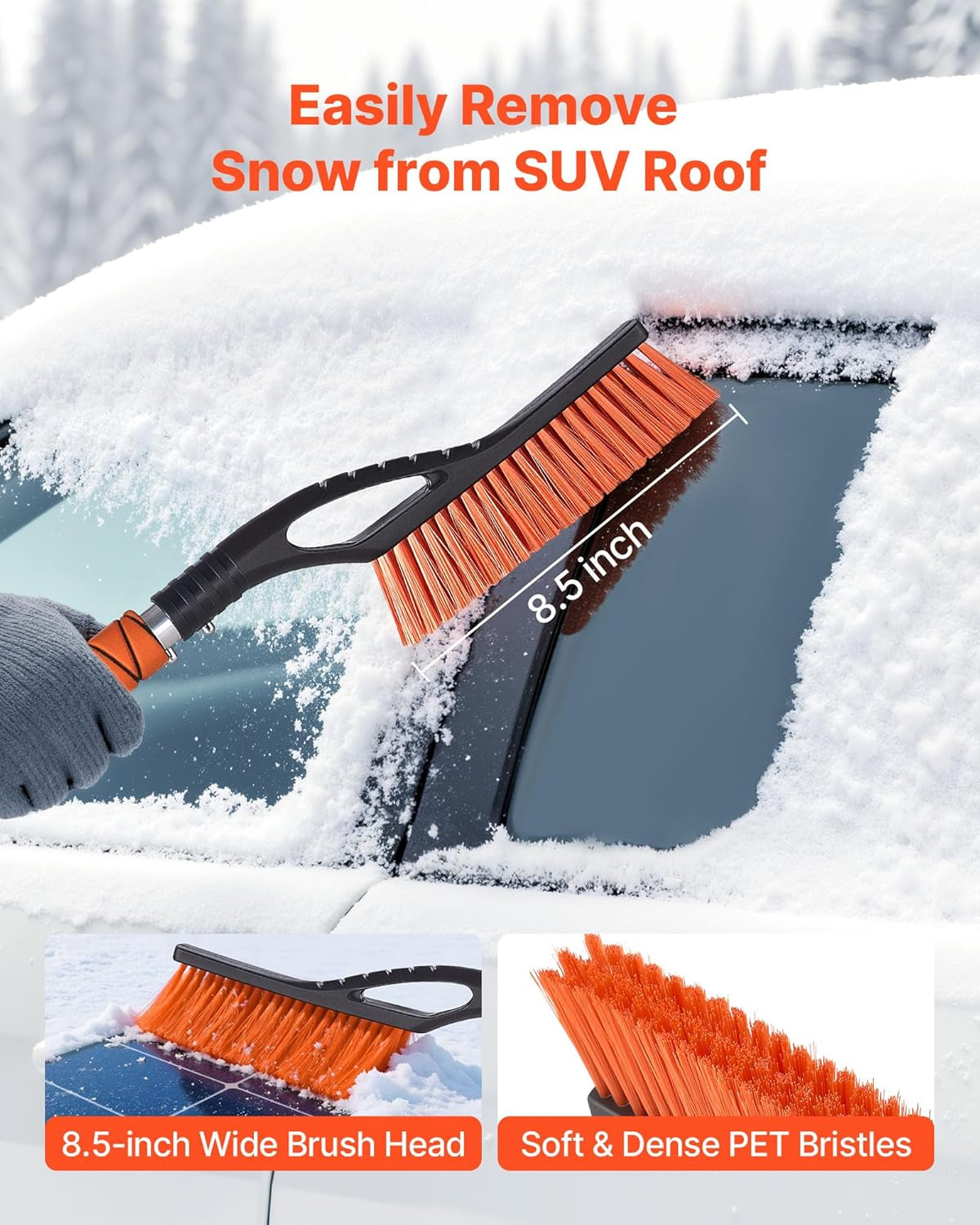 Snow Brush & Ice Scraper for Car Windshield – 27-Inch Aluminium Winter Tool