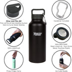 Stainless Steel Water Bottle | Double Walled Vacuum Insulated Water Thermos for Adults | Eco-Friendly Travel Bottles with Leak Proof Lid (Pure Black, 32 Oz/ 946 ML)
