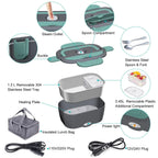 Electric Lunch Box for Car and Home,Portable Food Warmer, Reusable Lunch Bag, with Spoon Fork, 1.5L Large Capacity